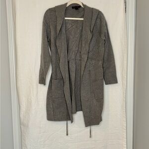 Elegant Gray Open Front Cardigan M Layering Sweater Jacket